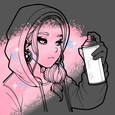 a realistic girl, spray painting