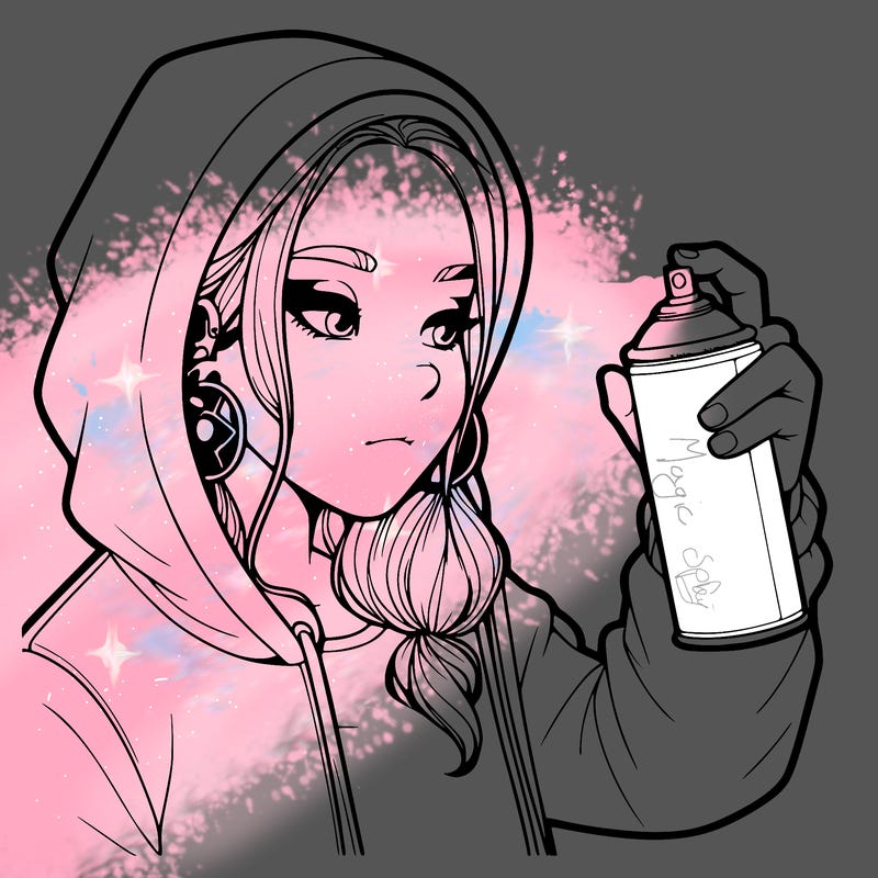 a realistic girl, spray painting