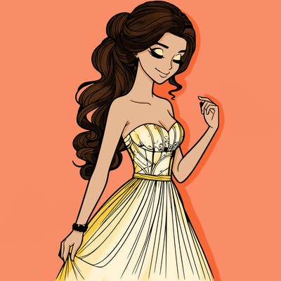 a realistic woman wearing an elegant dress