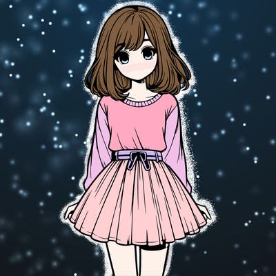 realistic girl with a skirt on