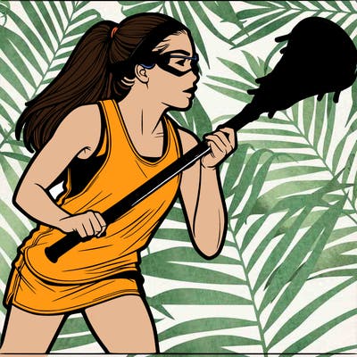 realistic young woman lacrosse player