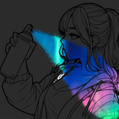 a realistic girl spray, painting