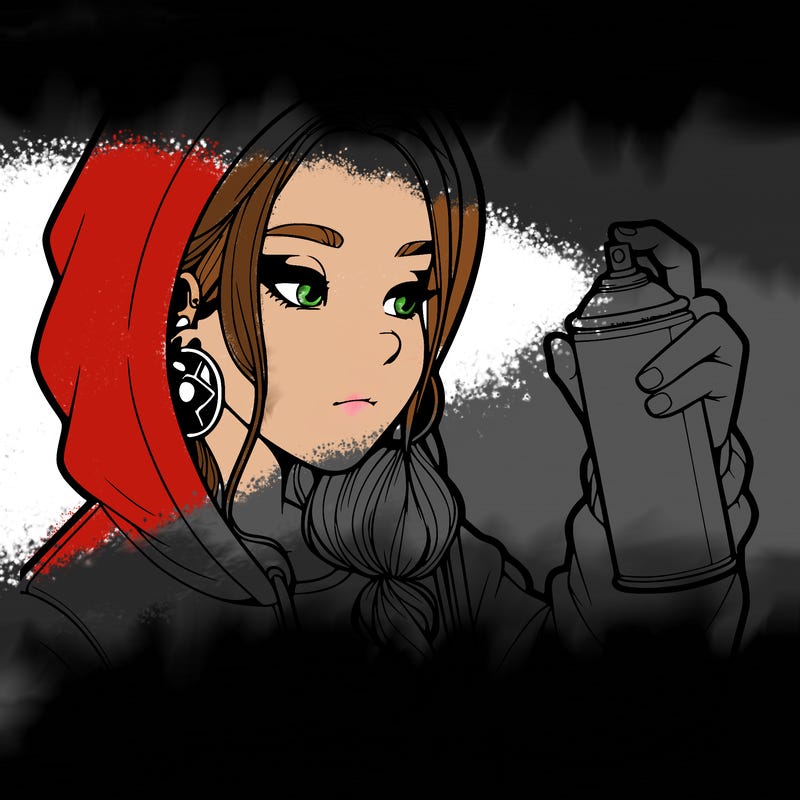 a realistic girl, spray painting