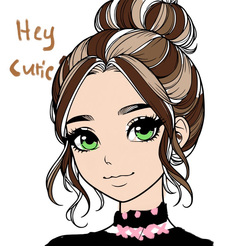 realistic pretty girl with hair in bun
