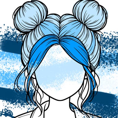 realistic girl with buns on the top of her hair