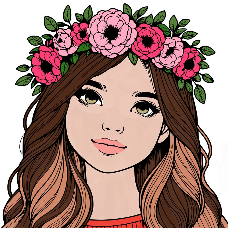 realistic girl with flower crown