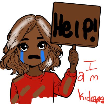 realistic girl holding up a sign
