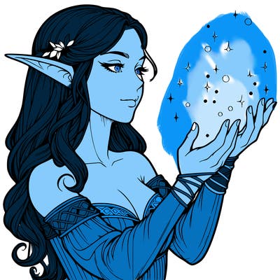 realistic elf girl doing magic