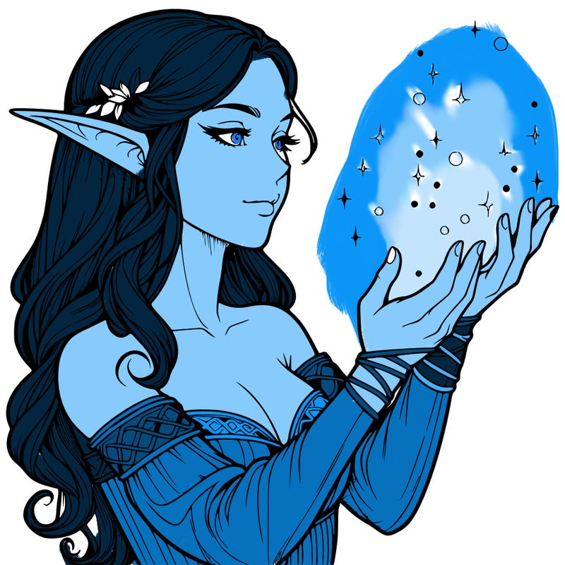 realistic elf girl doing magic