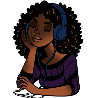 black woman listening to music