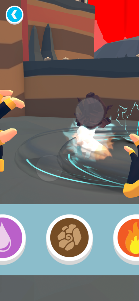 Magic Hands! - First person view of magic hands casting spells with elemental icons for water earth and fire