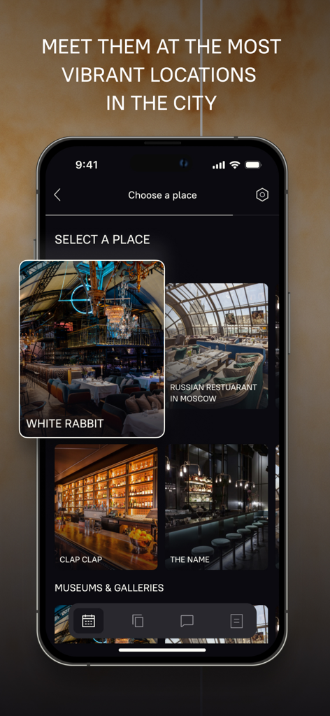 Versently: Exclusive City Tour - A luxury city tour app interface showing curated restaurant and bar recommendations like White Rabbit and Clap Clap.