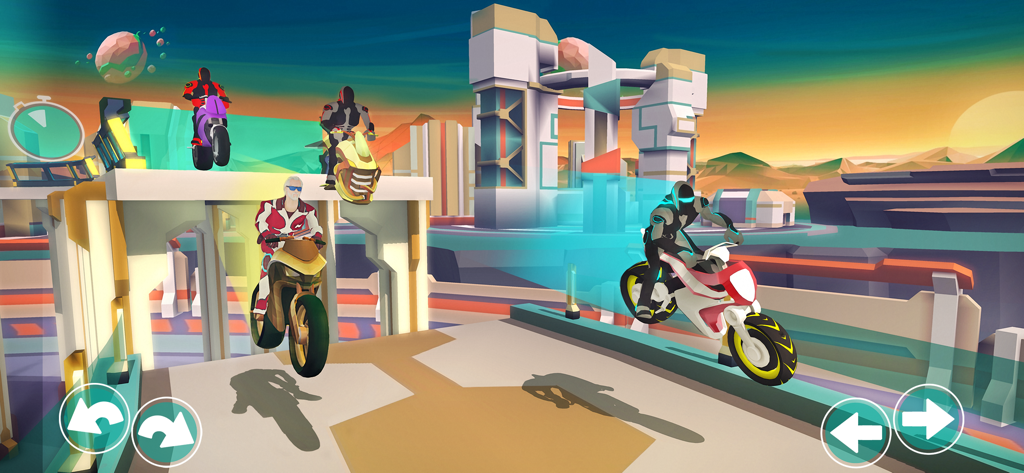 Gravity Rider - Pilotes de motos futuristes en compétition sur une piste de science-fiction dans l'espace