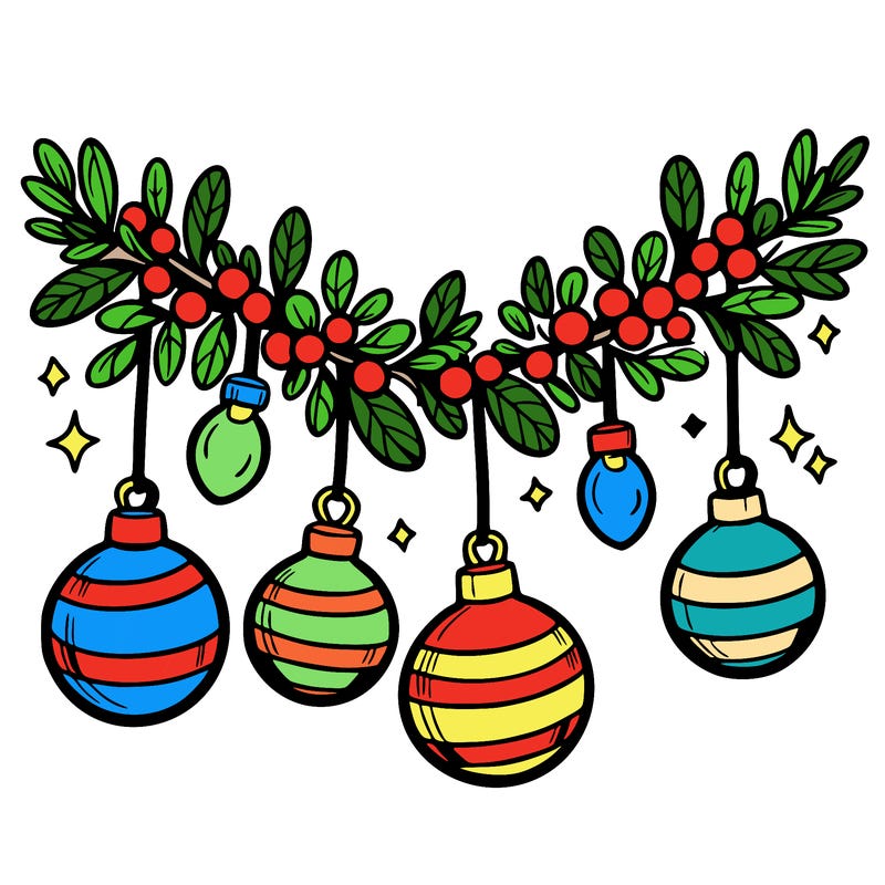 christmas garland with big bulbs