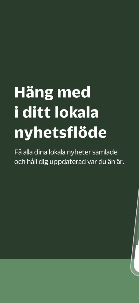 KT-Kuriren - KT-Kuriren mobile app welcome screen with Swedish text promoting local news updates