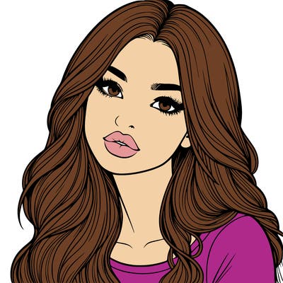 realistic girl with hair on her hair and lips