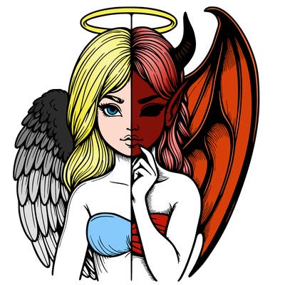 realistic angel half demon