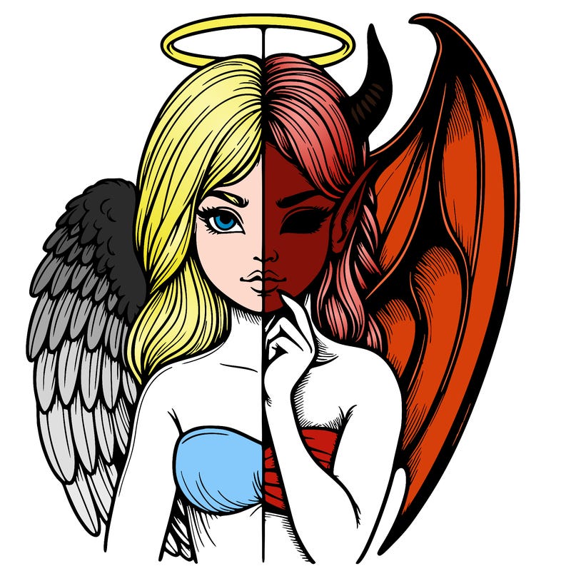 realistic angel half demon