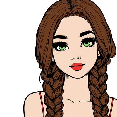 realistic girl with braids
