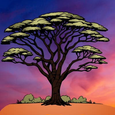 a realistic and detailed african tree