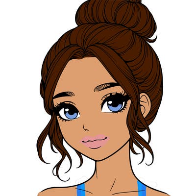 realistic pretty girl with hair in bun