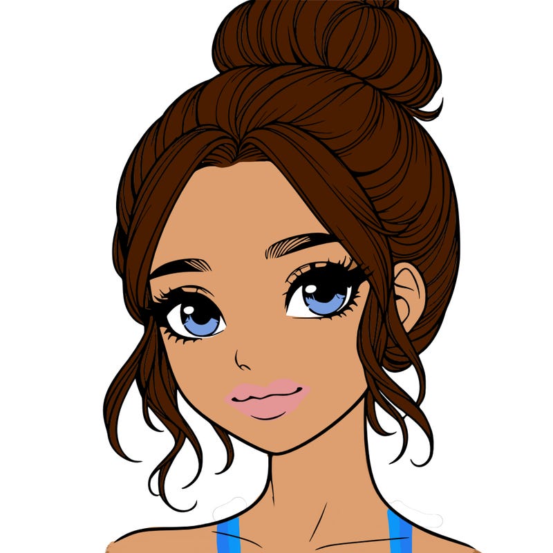 realistic pretty girl with hair in bun