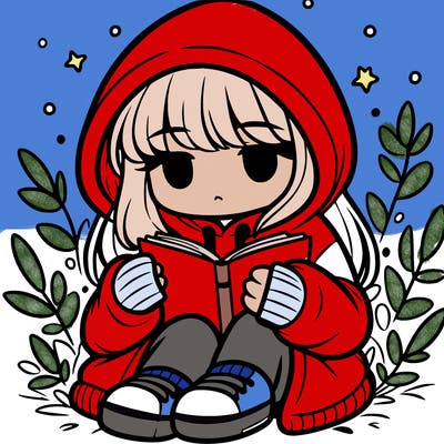 girl in oversized hoodie reading a book