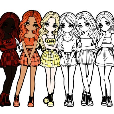 a group of girls realistic