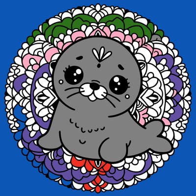 a cute baby seal mandala