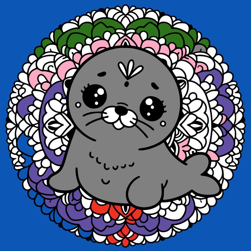 a cute baby seal mandala
