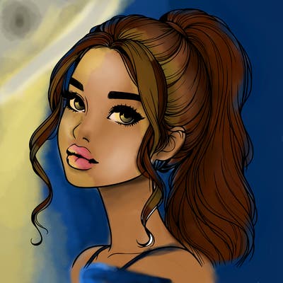 realistic girl with a ponytail on her hair and lips