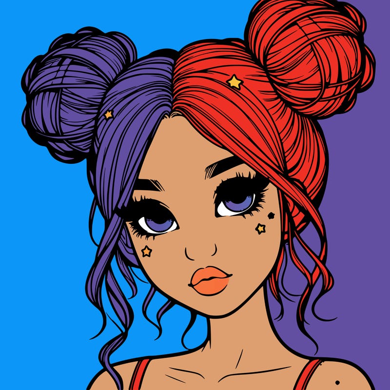 realistic girl with space buns