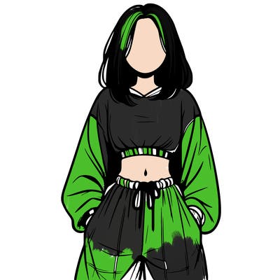 realistic girl faceless with baggy pants and a crop top