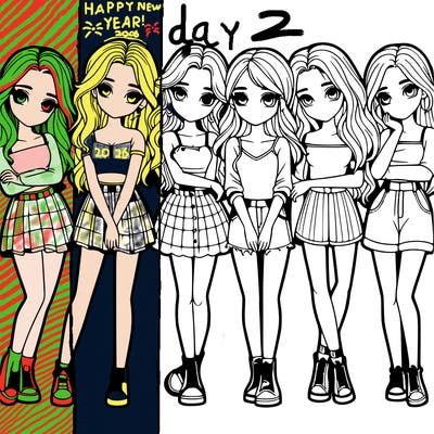 a group of girls realistic