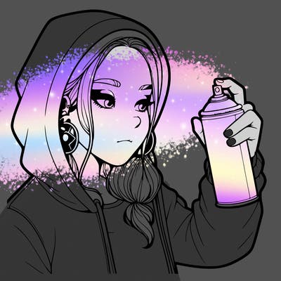 a realistic girl, spray painting