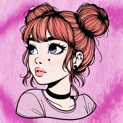 realistic girl with spacebuns
