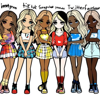 a group of girls realistic