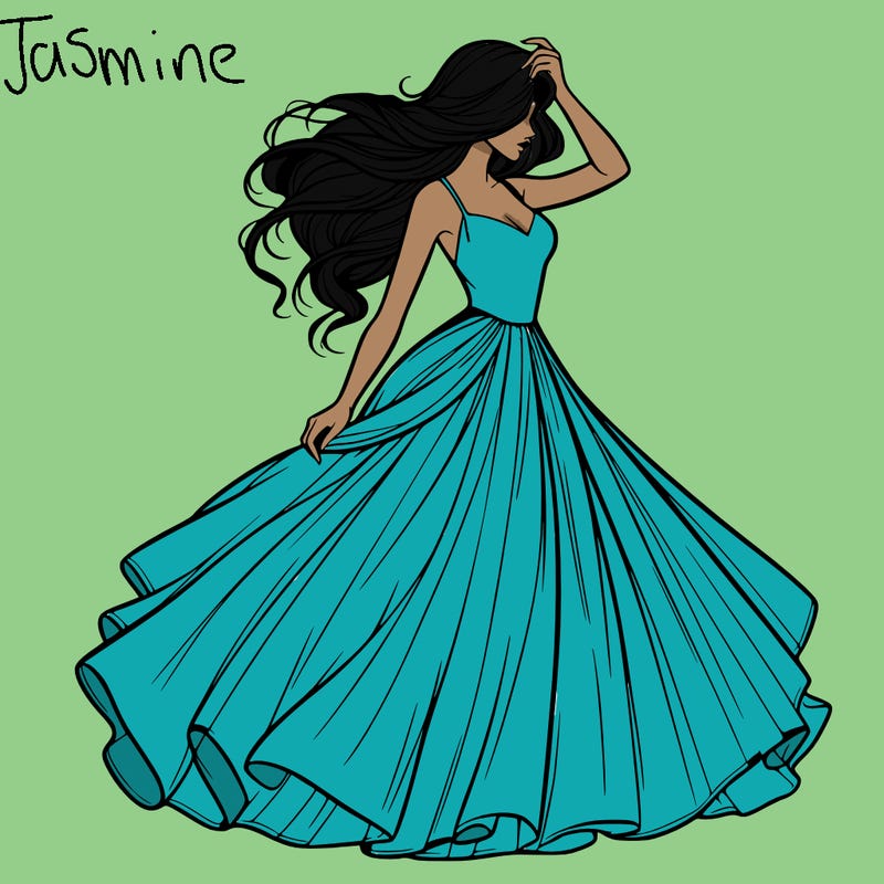 realistic woman with dress flowing in the wind