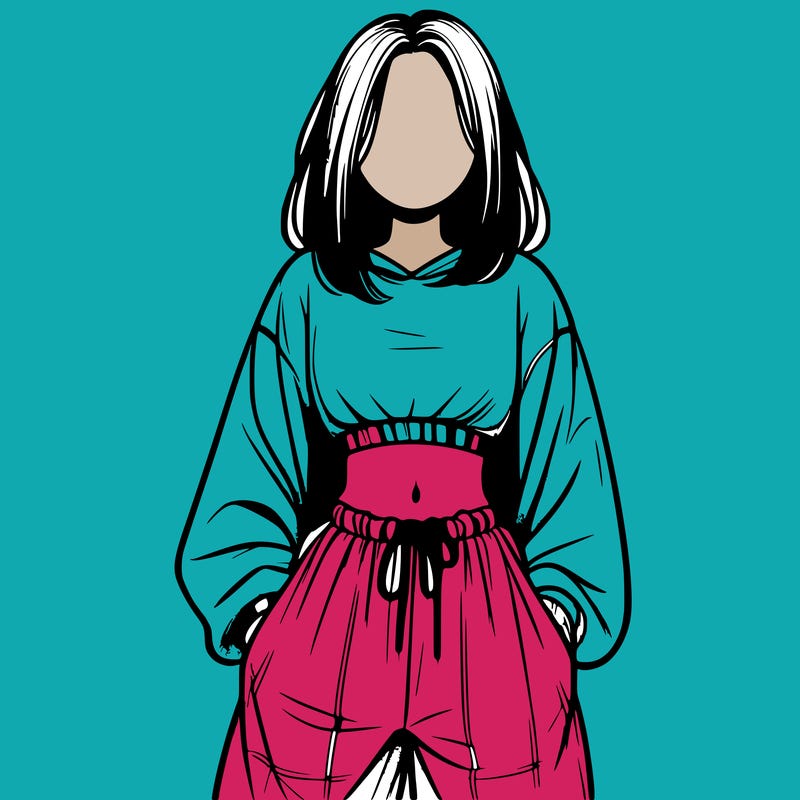 realistic girl faceless with baggy pants and a crop top