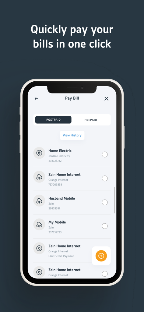 Capital Bank Mobile – Jordan - Interfaz de la aplicación Capital Bank Mobile Jordan que muestra opciones para pagar facturas de servicios públicos y móviles