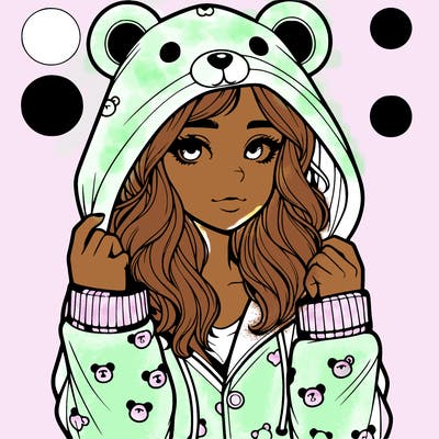 realistic girl in a animal pjs hoodie