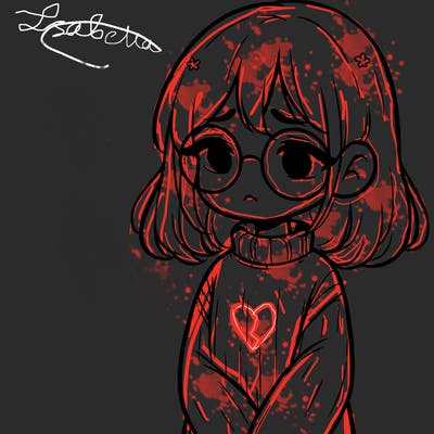 sad girl with glasses in a sweater