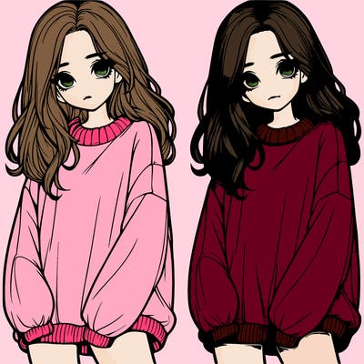 realistic girl with baggy sweater
