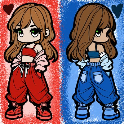 girl in crop top and baggy pants