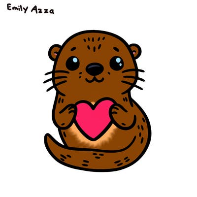 otter with a heart