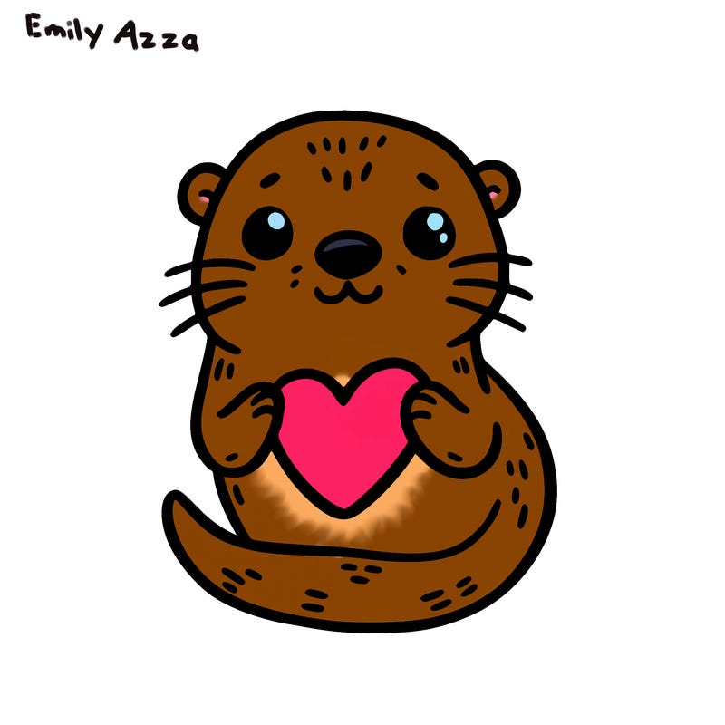 otter with a heart