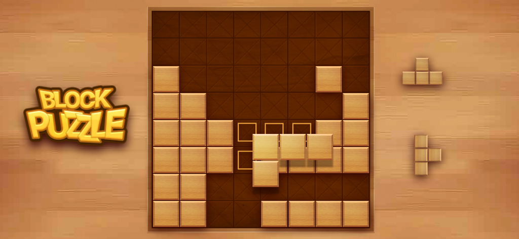 Block Puzzle Wood - Block Puzzle Wood gameplay showing wooden tiles being placed on a grid board