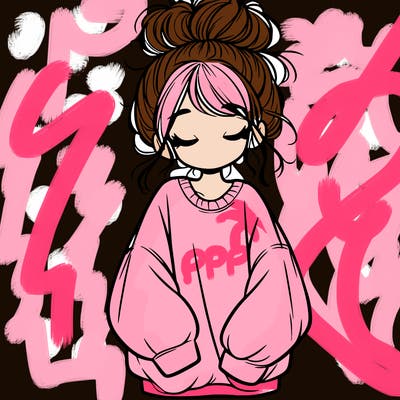 girl with baggy sweatshirt and messy bun