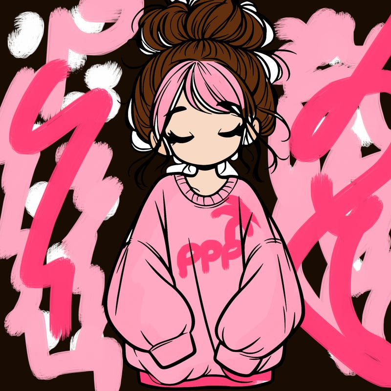 girl with baggy sweatshirt and messy bun