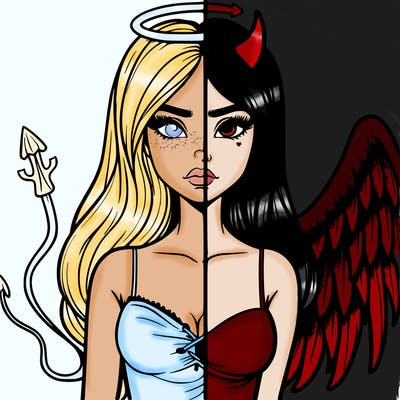 devil vs angel realistic girl